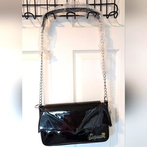 Sourpuss sparkly black bat purse NWT